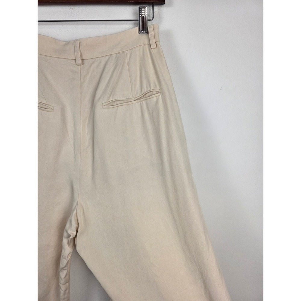 Reformation Cream Pleated High Waist‎ Wide Leg Tencel Trousers Pants 6P Petite - Picture 5 of 7